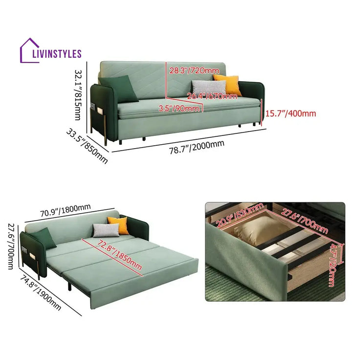 Elina Fabric Sofa Come Bed for Living Room