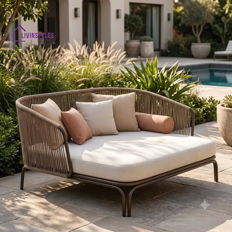 Elina Premium Outdoor Day Bed in Metal Frame with Powder Coated & Rope