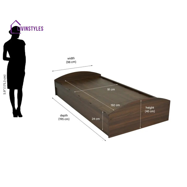 Taras Single Bed With Box Storage (Classic Walnut) Home Furniture