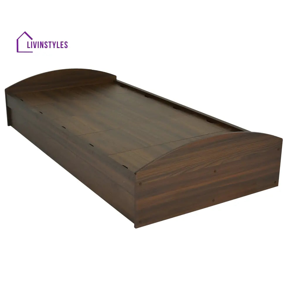 Taras Single Bed With Box Storage (Classic Walnut) Home Furniture