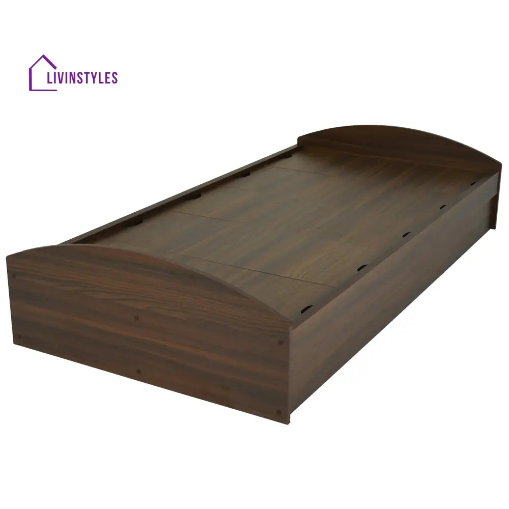 Taras Single Bed With Box Storage (Classic Walnut) Home Furniture