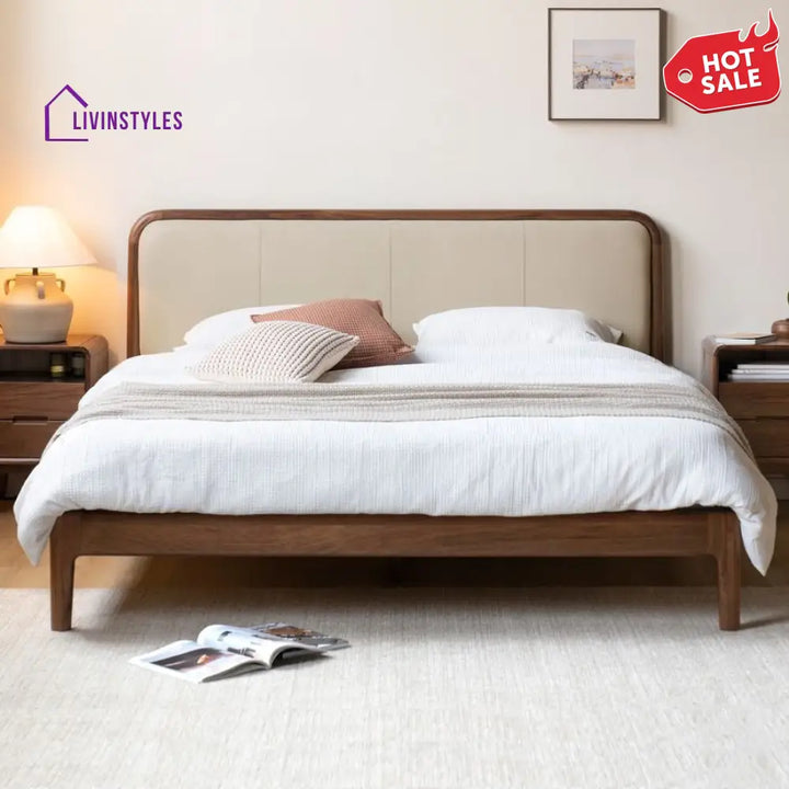 Elina Solid Walnut Wood Bed for Luxury Homes