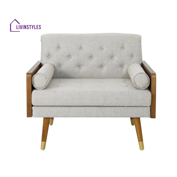 Elina Solid Wood Frame and Fabric Chair | Living Room Chair | Lounge Chair