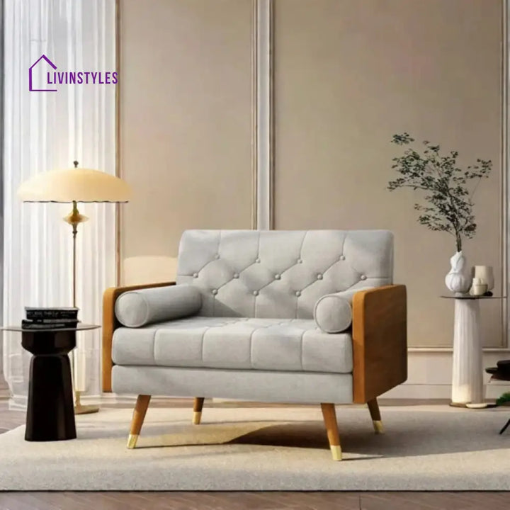 Elina Solid Wood Frame and Fabric Chair | Living Room Chair | Lounge Chair