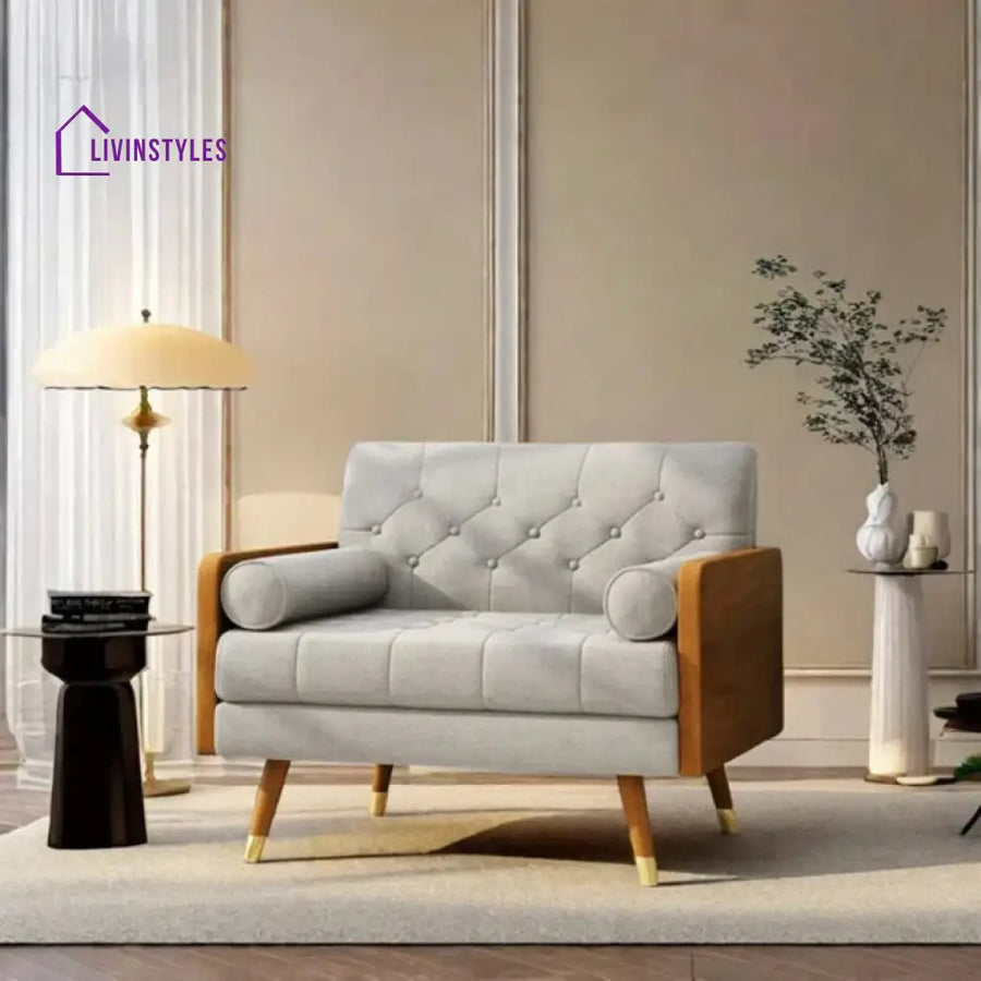 Elina Solid Wood Frame and Fabric Chair | Living Room Chair | Lounge Chair