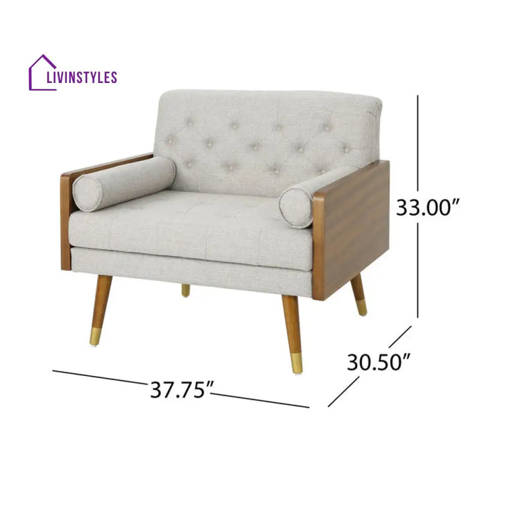 Elina Solid Wood Frame and Fabric Chair | Living Room Chair | Lounge Chair