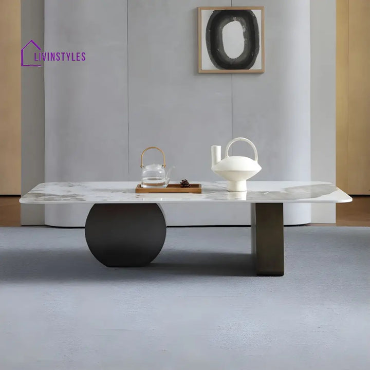 Elina Stainless Steel Frame and Ceramic Marble Top Coffee Table for Living Room