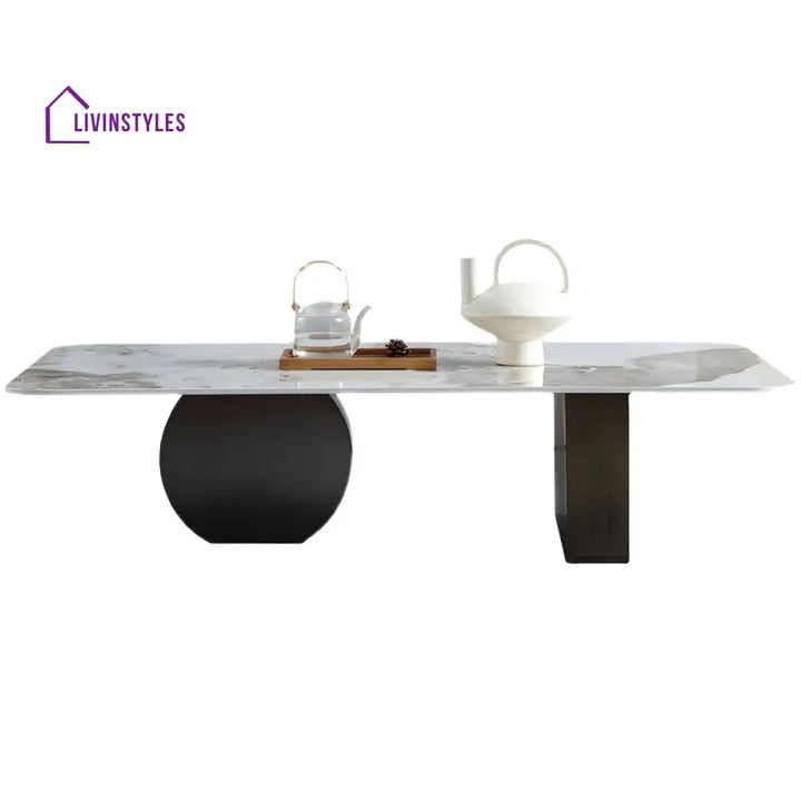 Elina Stainless Steel Frame and Ceramic Marble Top Coffee Table for Living Room