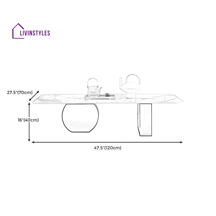 Elina Stainless Steel Frame and Ceramic Marble Top Coffee Table for Living Room