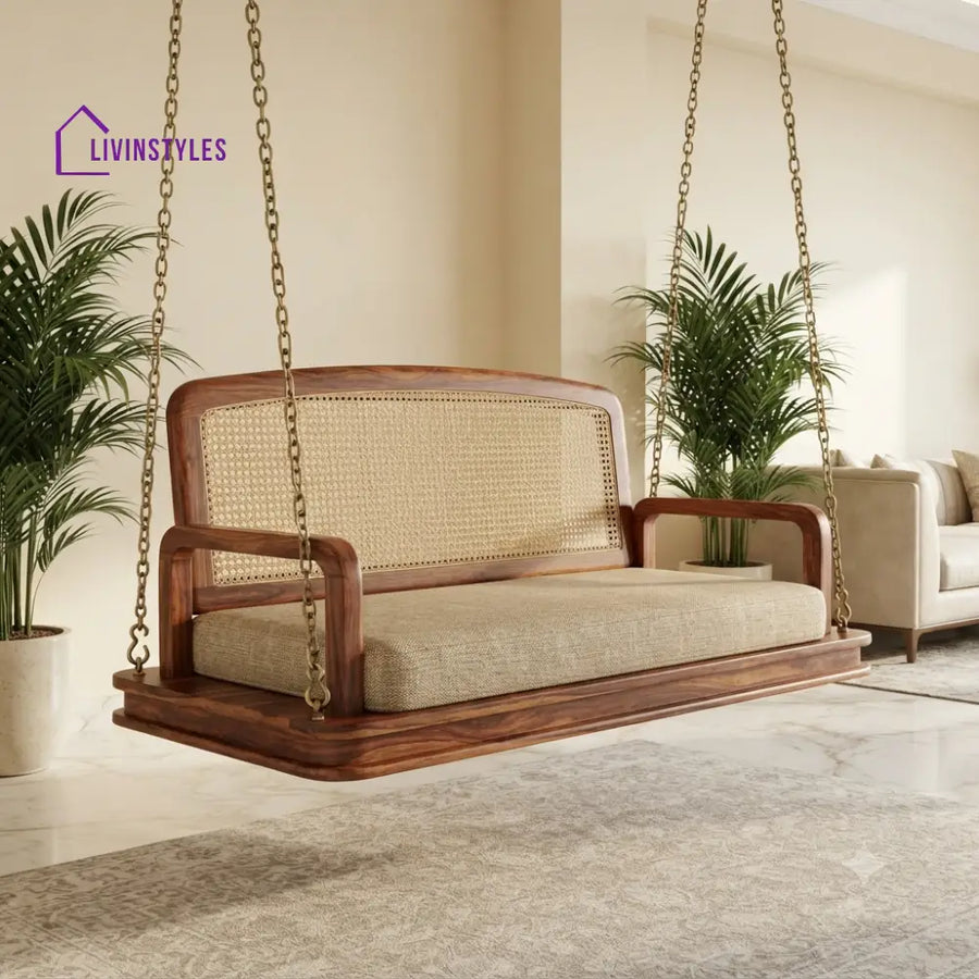 Eliott 2 Seater Wooden Swing for Home | Wooden Jhula for home