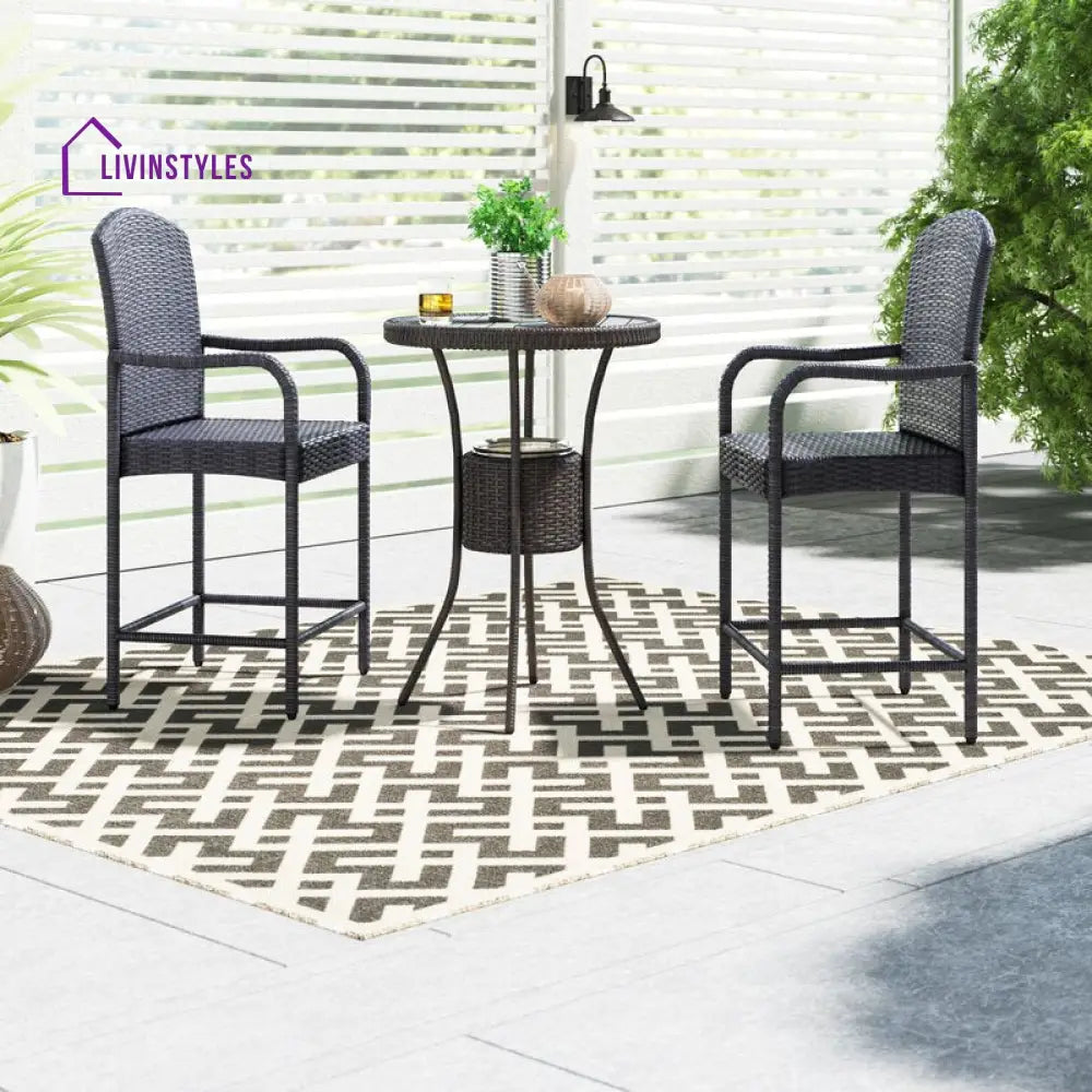 Elisa Outdoor Patio Bar Sets 2 Chairs and 1 Table (Black) - Bar Sets