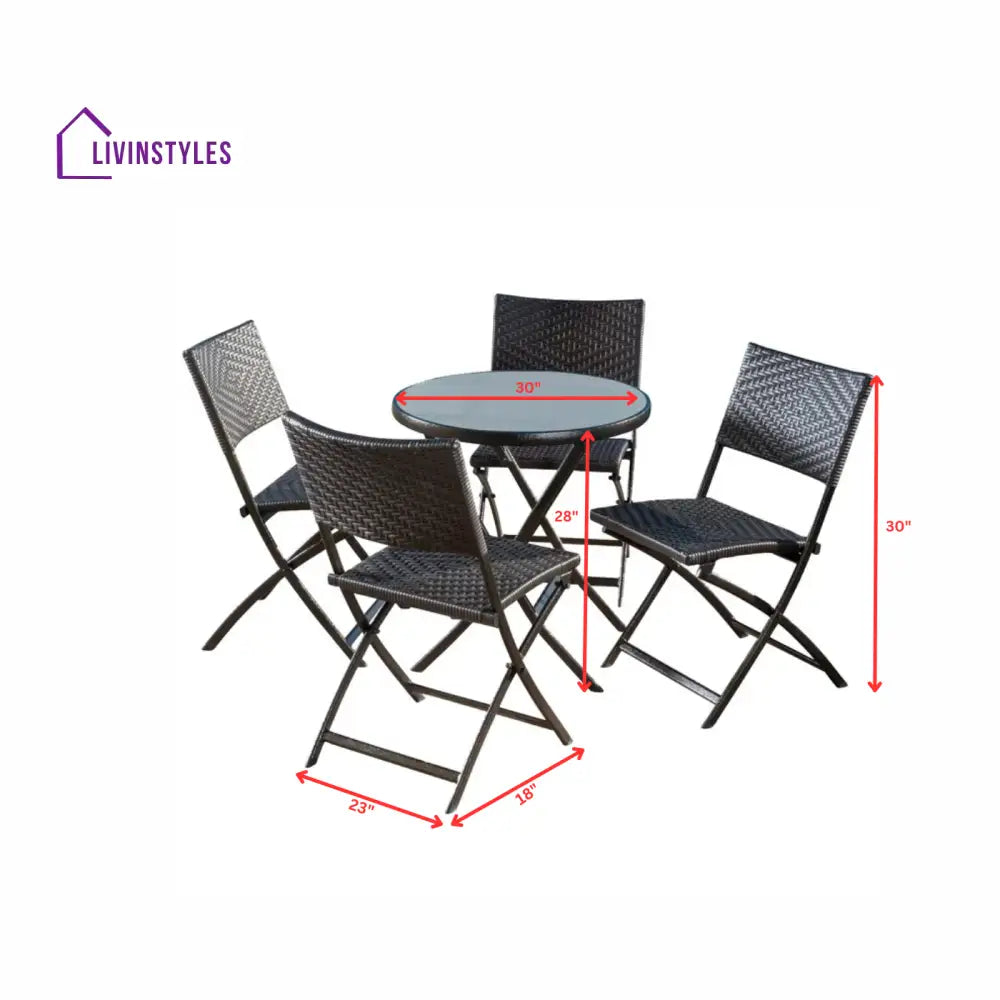 Elisa Outdoor Patio Dining Set 4 Chairs and 1 Table (Black) - Dining sets