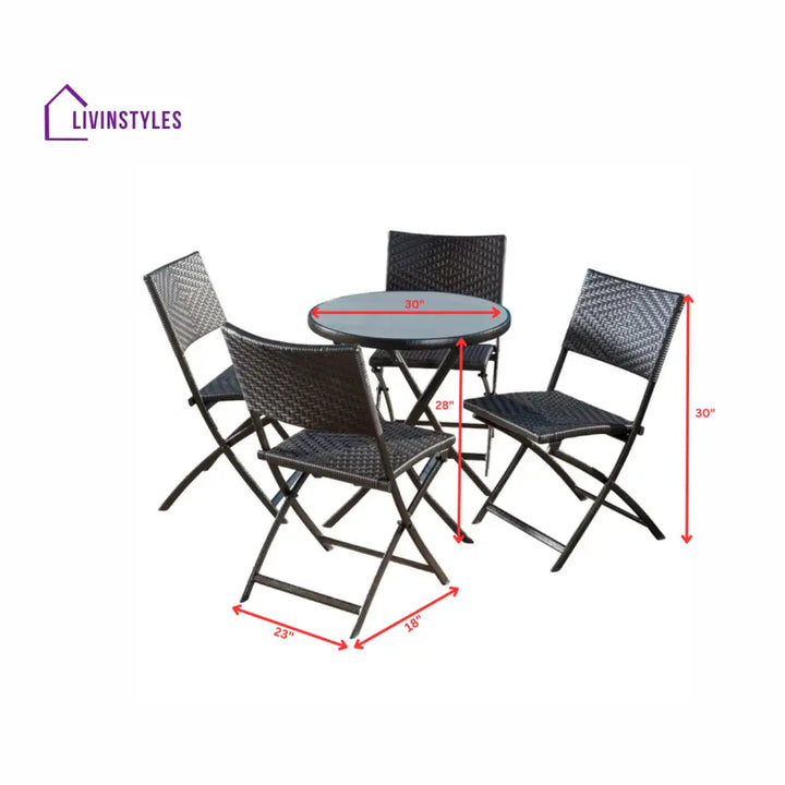 Elisa Outdoor Patio Dining Set 4 Chairs and 1 Table (Black) - Dining sets