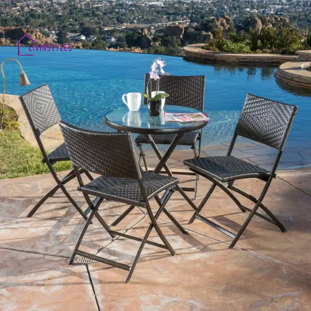 Elisa Outdoor Patio Dining Set 4 Chairs and 1 Table (Black) - Dining sets