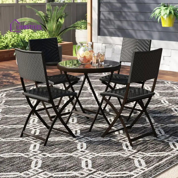 Elisa Outdoor Patio Dining Set 4 Chairs and 1 Table (Black) - Dining sets
