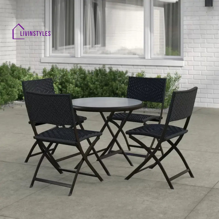 Elisa Outdoor Patio Dining Set 4 Chairs and 1 Table (Black) - Dining sets