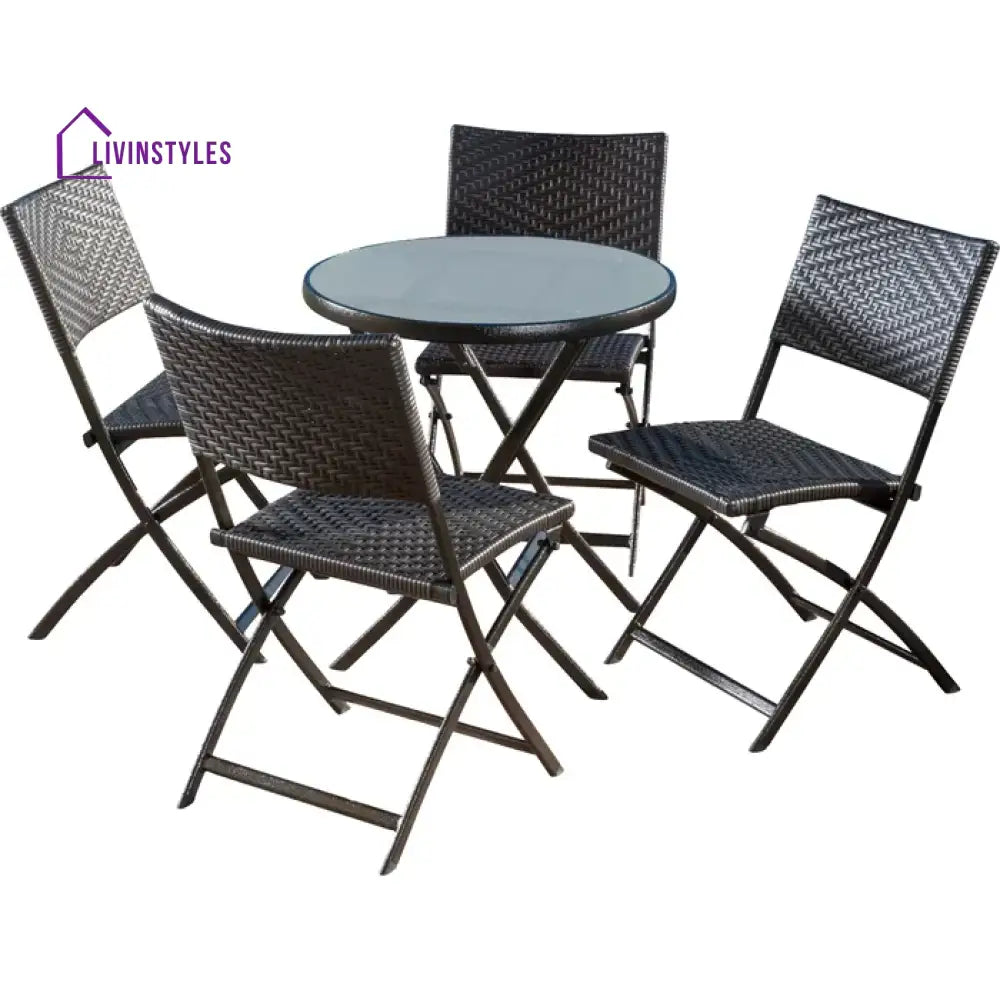 Elisa Outdoor Patio Dining Set 4 Chairs and 1 Table (Black) - Dining sets