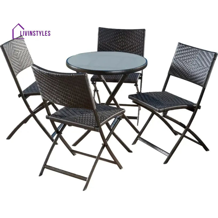 Elisa Outdoor Patio Dining Set 4 Chairs and 1 Table (Black) - Dining sets