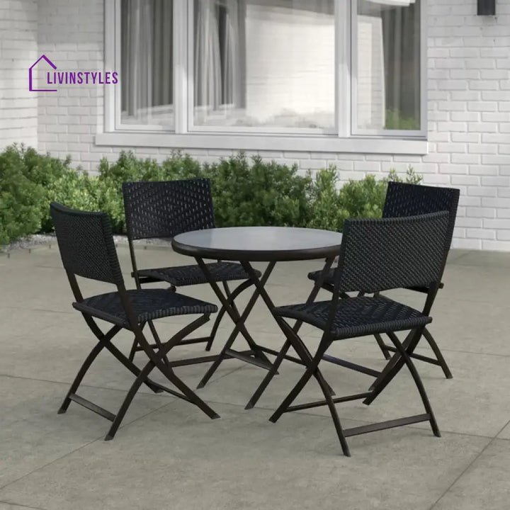 Elisa Outdoor Patio Dining Set 4 Chairs and 1 Table (Black) - Dining sets