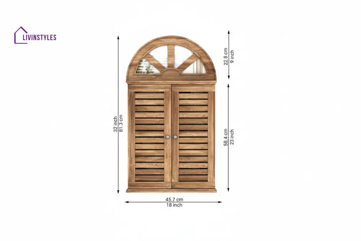 Elisa Wooden Window Frame With Mirror (Natural Finish)