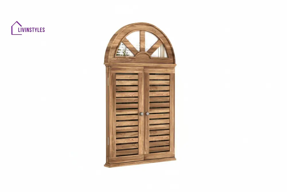 Elisa Wooden Window Frame With Mirror (Natural Finish)