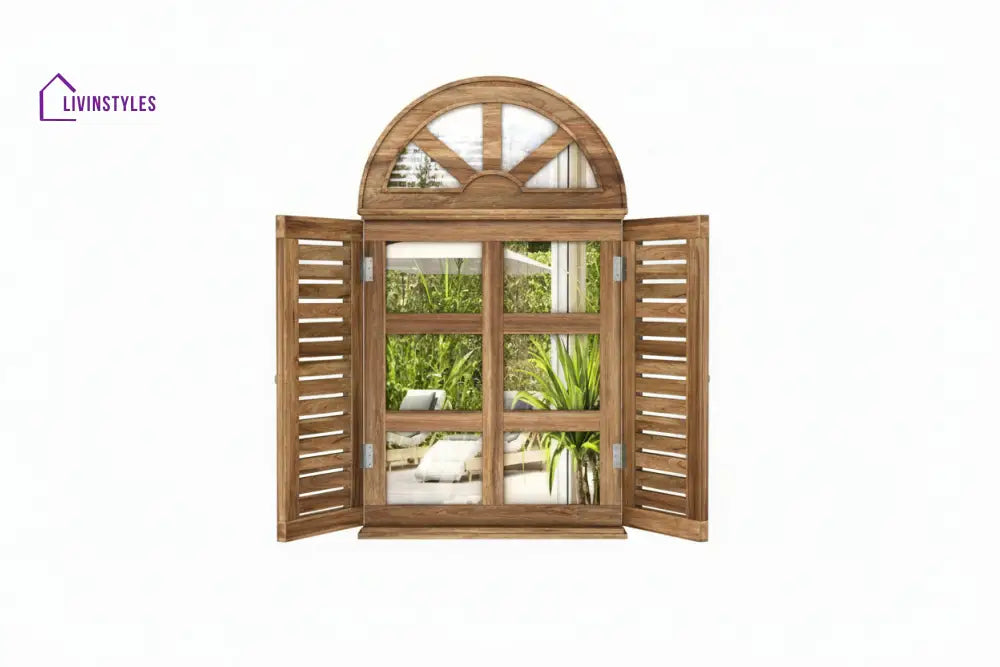 Elisa Wooden Window Frame With Mirror (Natural Finish)