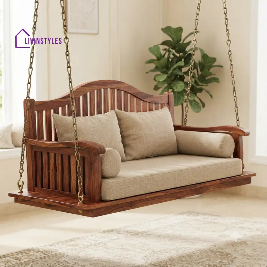 Élise 2 Seater Wooden Swing for Home | Wooden Jhula for home
