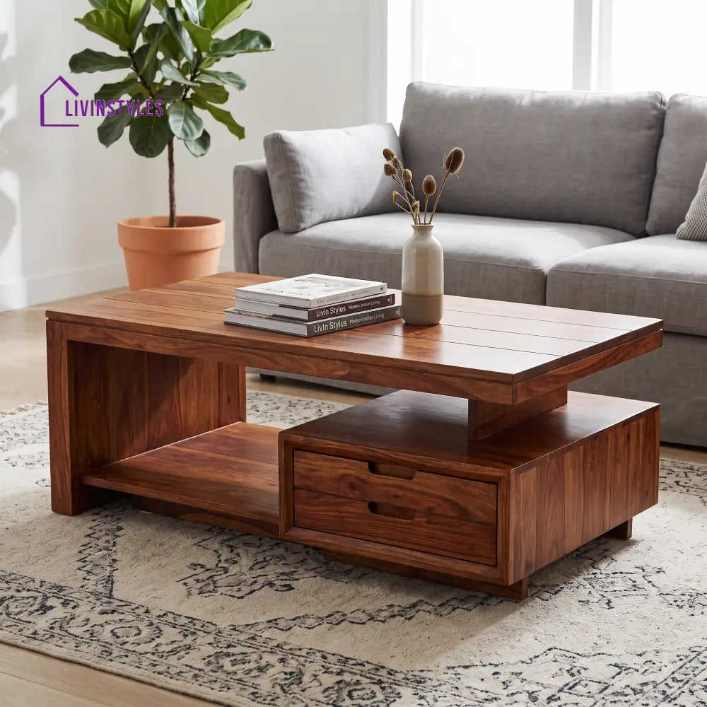 Élise Wooden Coffee Table for Living Room | Tea Table | Teapoy | Center table