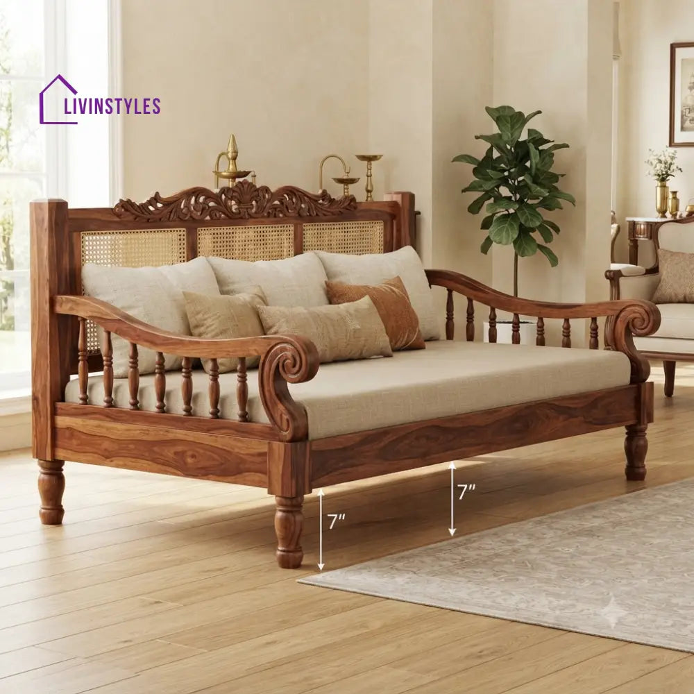 Élise Wooden Divan Bed for Living Room | Solid Sheesham Wood