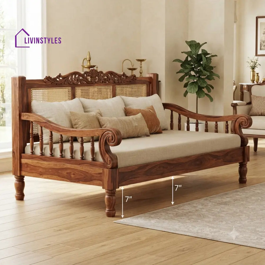 Élise Wooden Divan Bed for Living Room | Solid Sheesham Wood