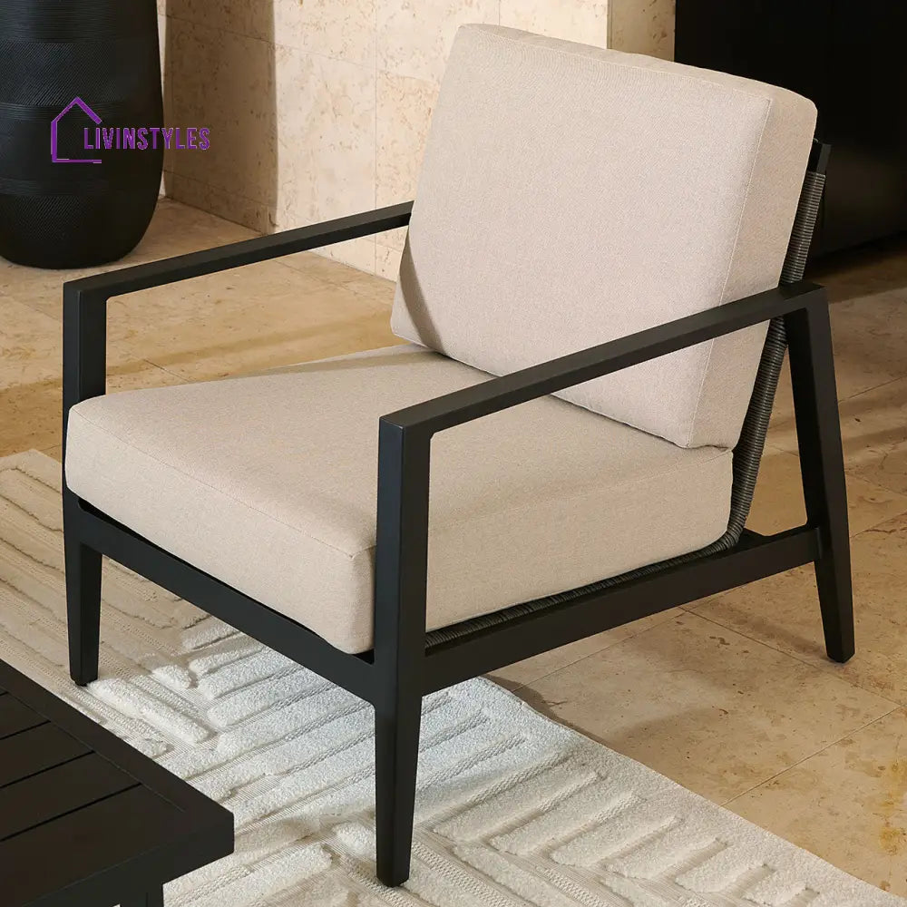 Eliseo Outdoor Sofa Set 3 Seater 2 Single seater and 1 Center Table (Black) - Sofa Sets