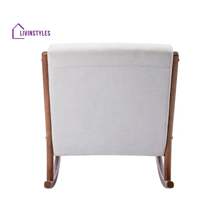 Elisha Solid Wood and Fabric Rocking Chair | Arm Chair | Living Room Chair | Lounge Chair