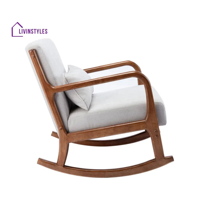 Elisha Solid Wood and Fabric Rocking Chair | Arm Chair | Living Room Chair | Lounge Chair