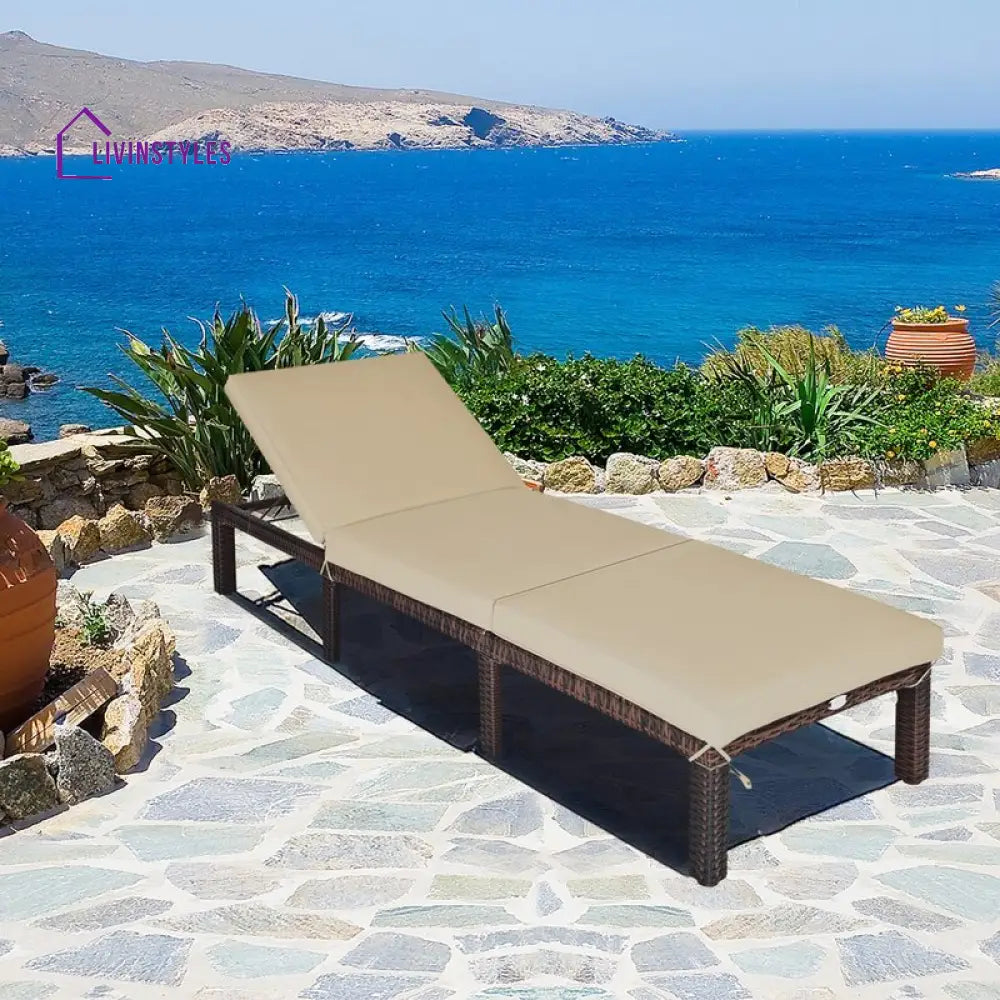 Elite Outdoor Swimming Poolside Lounger (Dark Brown) - Loungers
