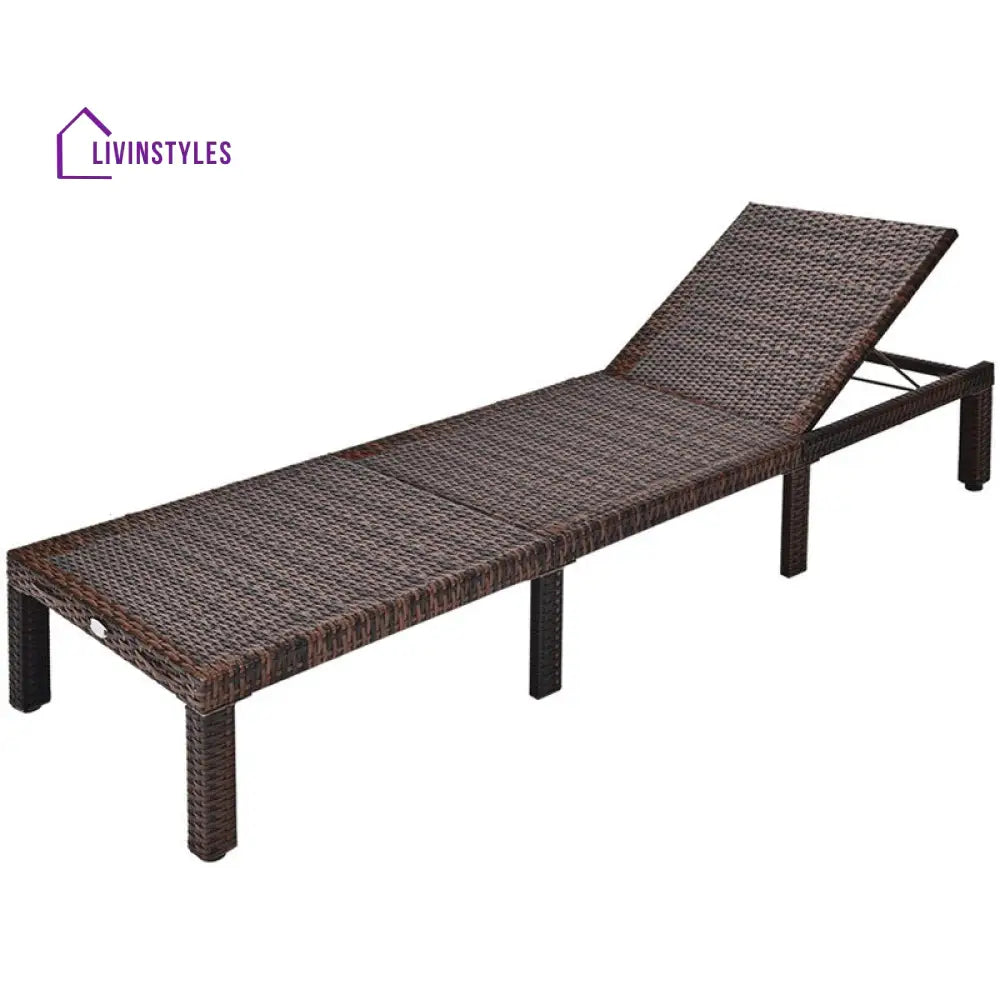 Elite Outdoor Swimming Poolside Lounger (Dark Brown) - Loungers