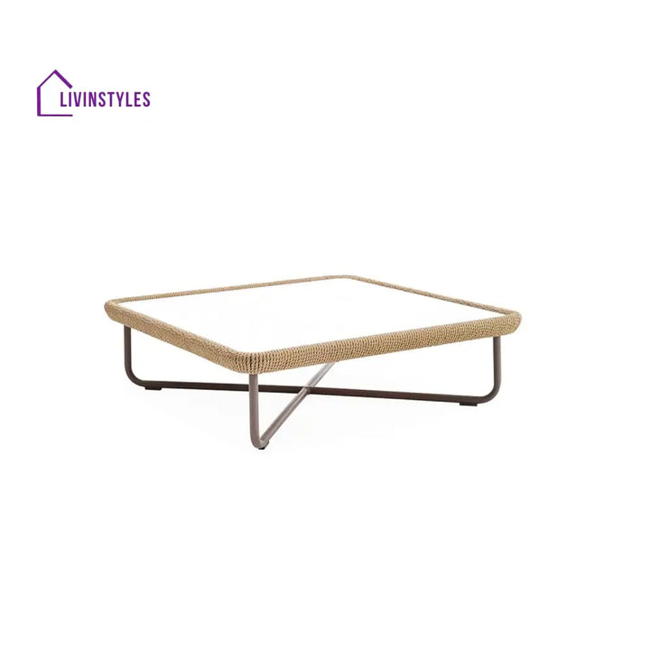 Elix Outdoor Sofa Set 2 Seater 2 Single seater and 1 Center Table with ottoman (Tan) Braided & Rope - Sofa Sets