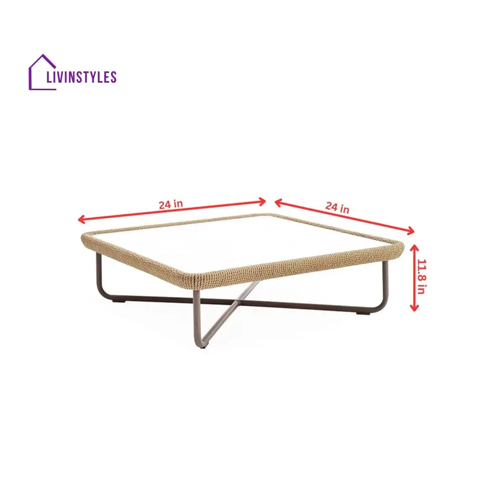 Elix Outdoor Sofa Set 2 Seater 2 Single seater and 1 Center Table with ottoman (Tan) Braided & Rope - Sofa Sets