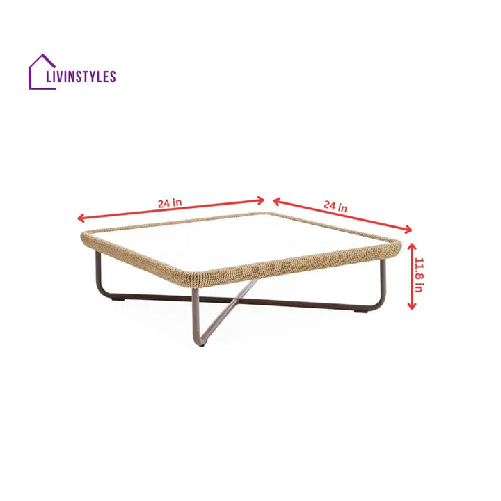 Elix Outdoor Sofa Set 2 Seater 2 Single seater and 1 Center Table with ottoman (Tan) Braided & Rope - Sofa Sets
