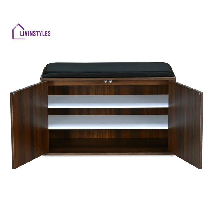 Anatoly 2 Door Engineered Wood Shoe Cabinet (Walnut) Home Furniture