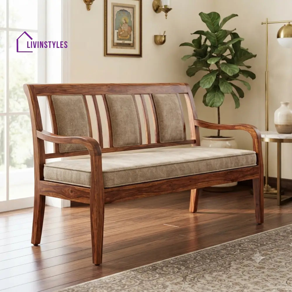 Elle Wooden Bench for Living Room | Bedroom | Extra Seating