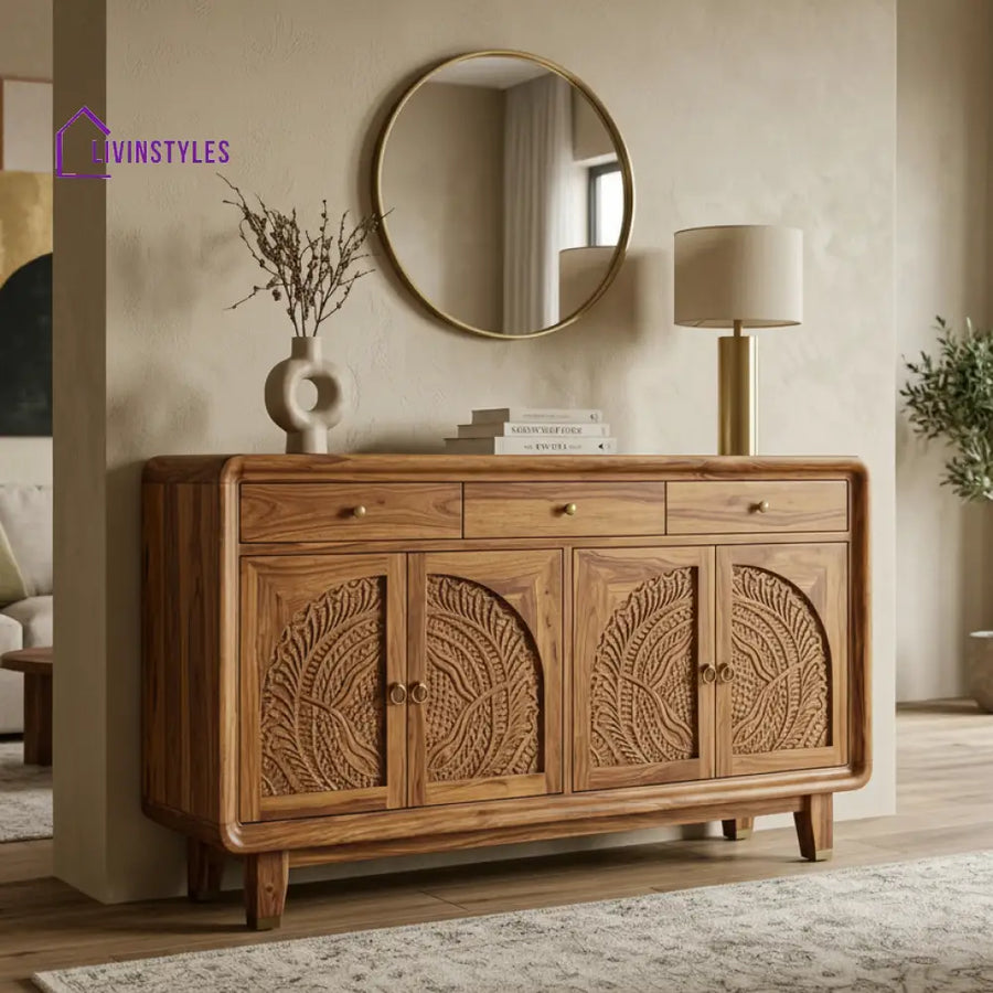 Ellie Sheesham Wood Cabinet and Sideboard (Honey Finish)