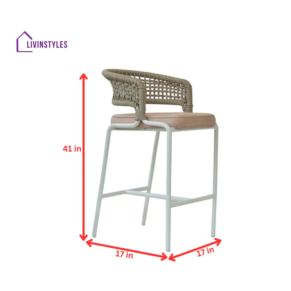 Elliot Outdoor Patio Bar Chair 1 Chair For Balcony (Beige) Braided & Rope - Bar Sets