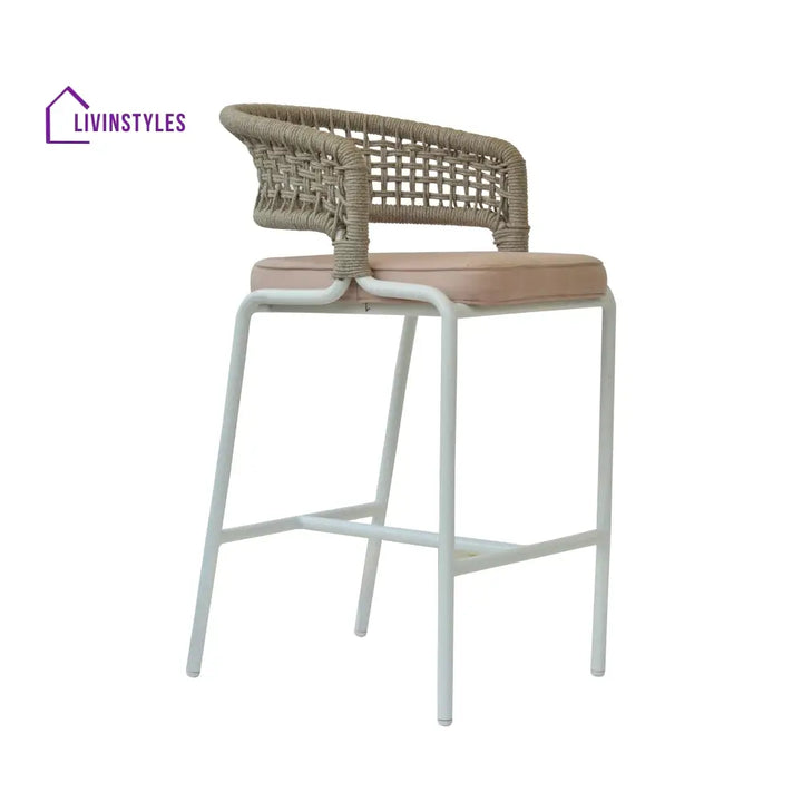 Elliot Outdoor Patio Bar Chair 1 Chair For Balcony (Beige) Braided & Rope - Bar Sets