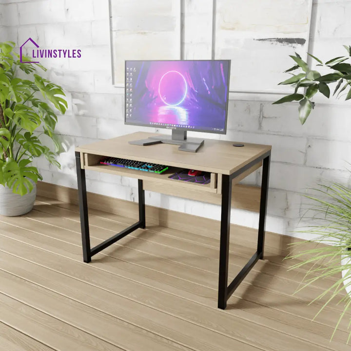 Elmer Computer Table | Computer Table | Study Table for Home Beige / With Keyboard Tray Art & Drafting Tables