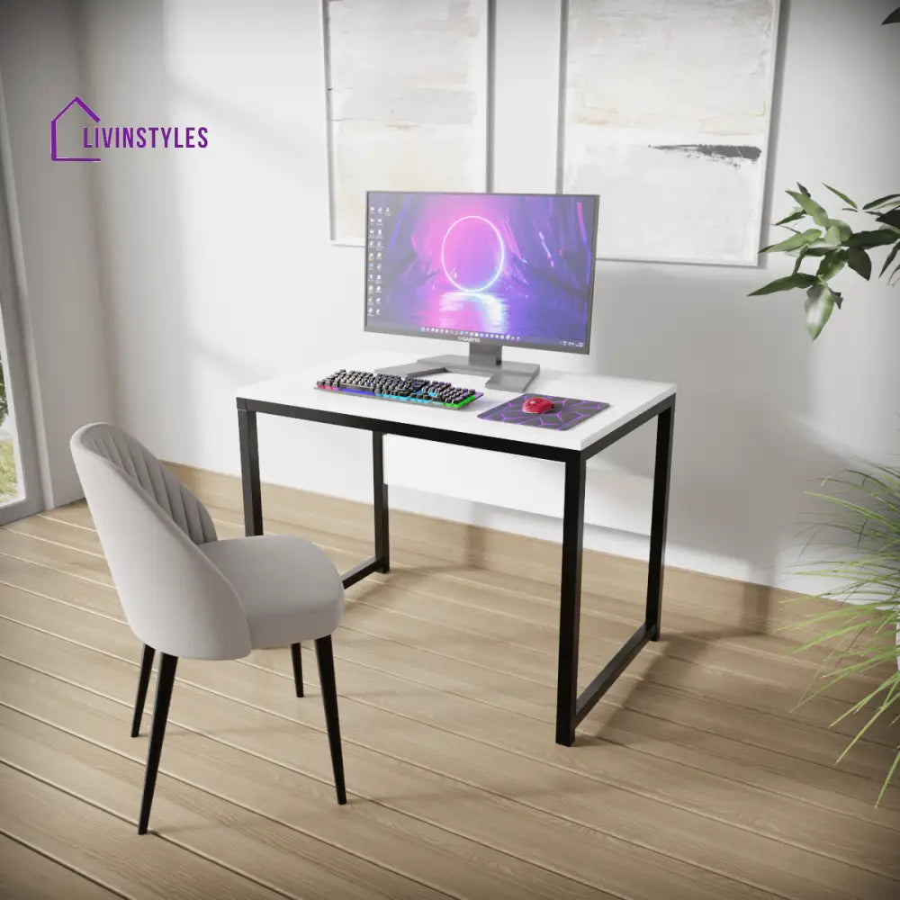 Elmer Computer Table | Computer Table | Study Table for Home White / Without Keyboard Tray Art & Drafting Tables