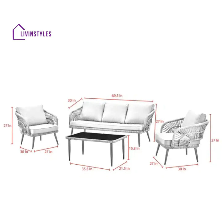 Elodia Outdoor Sofa Set 2 Seater 2 Single seater and 1 Center Table - Sofa Sets