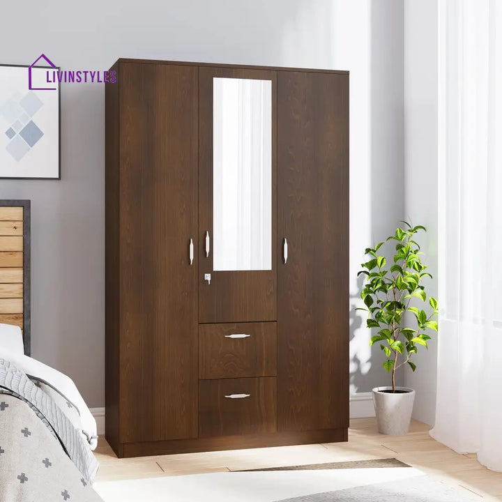 Konstantin 3 Door Wardrobe with Mirror (Walnut) Home Furniture