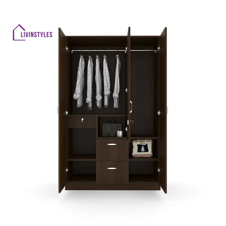 Konstantin 3 Door Wardrobe with Mirror (Walnut) Home Furniture