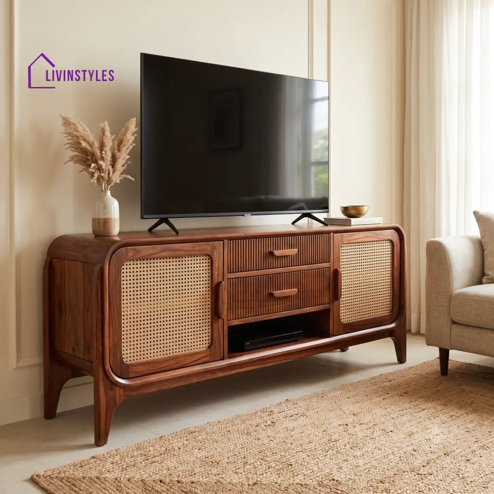 Eloi Solid Sheesham Wood Tv Unit for Living Room | Tv Cabinet | Tv Console Unit
