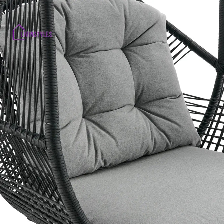 Eloisa Single Seater Hanging Swing With Stand For Balcony Garden (Black) Braided & Rope (Copy) - Swings